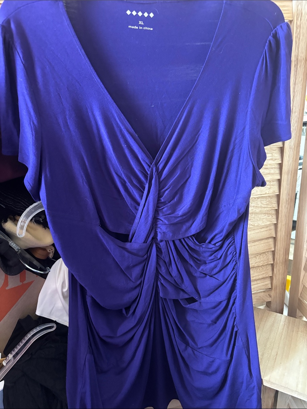 Women's Twisted Front V-Neck Top - Purple XL